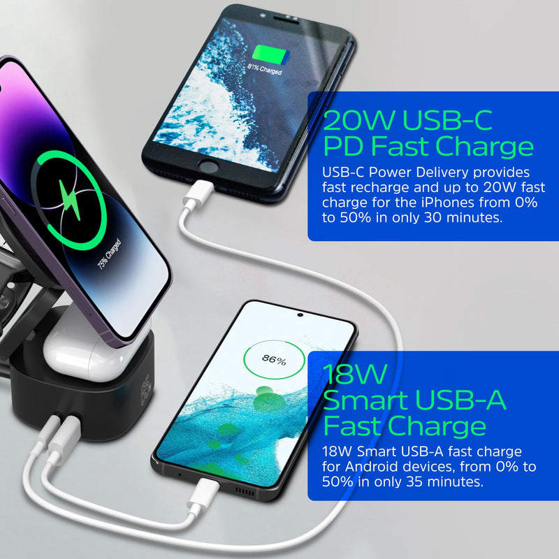 Laden Sie das Bild in Galerie -Viewer, Energizer WCP311 - 3-in-1-Wireless-Ladestation mit 65 W USB-C PD und klappbarem Design
