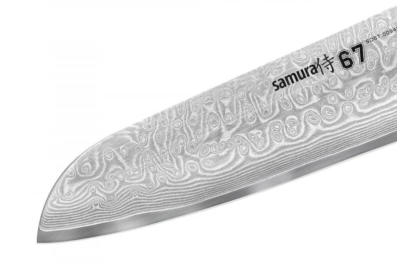 Laden Sie das Bild in Galerie -Viewer, SAMURA - DAMASCUS 67 Santoku mit Kullenschliff, 7,0 Zoll / 175 mm, 67 Lagen - SD67-0094M