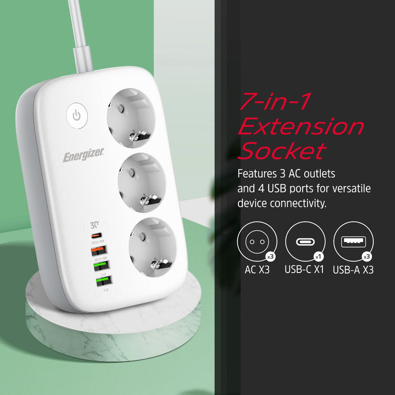 Laden Sie das Bild in Galerie -Viewer, Energizer EPB2500W02EU - WiFi-gesteuerte Steckdosenleiste mit 30 W PD und Überspannungsschutz