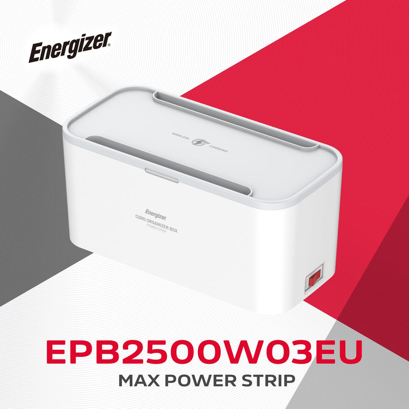Laden Sie das Bild in Galerie -Viewer, Energizer EPB2500W03EU - 30-W-Steckdosenleiste mit kabellosem Ladegerät und Kabelorganisator