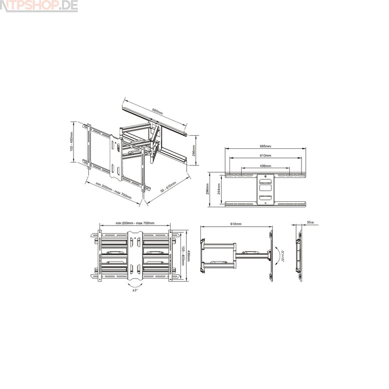 Laden Sie das Bild in Galerie -Viewer, Multibrackets 5471 M Universal Flexarm Pro 60 kg Heavy Duty Black - New-Tech-Products GmbH NTP NTPShop.de www.ntpshop.de www.new-tech-products.de all4living Onlineshop Online Store Gadgets Elektrogeräte