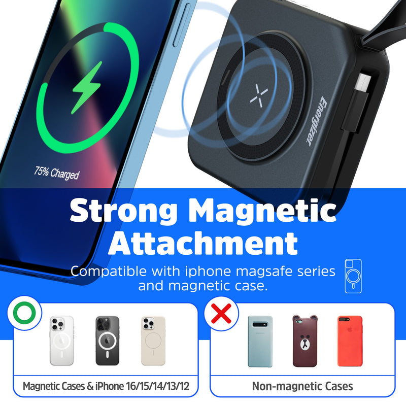 Laden Sie das Bild in Galerie -Viewer, Energizer QM10001AC - 10K magnetische kabellose Powerbank mit 20 W PD, integriertem Netzstecker und 4 Ausgängen