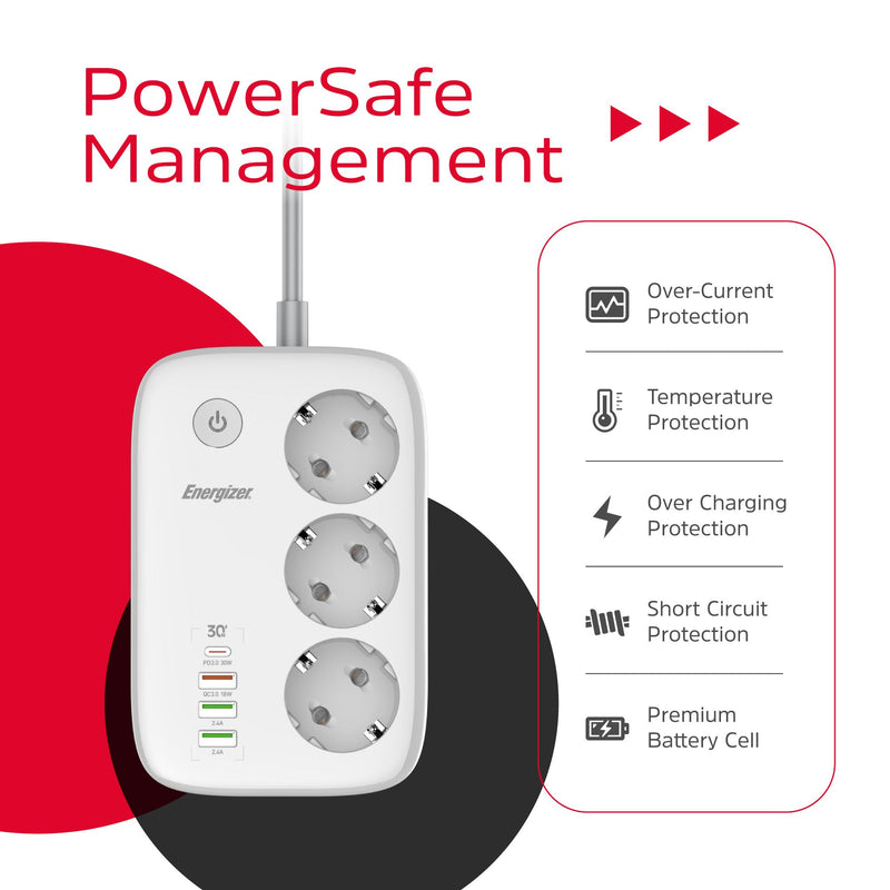 Laden Sie das Bild in Galerie -Viewer, Energizer EPB2500W02EU - WiFi-gesteuerte Steckdosenleiste mit 30 W PD und Überspannungsschutz