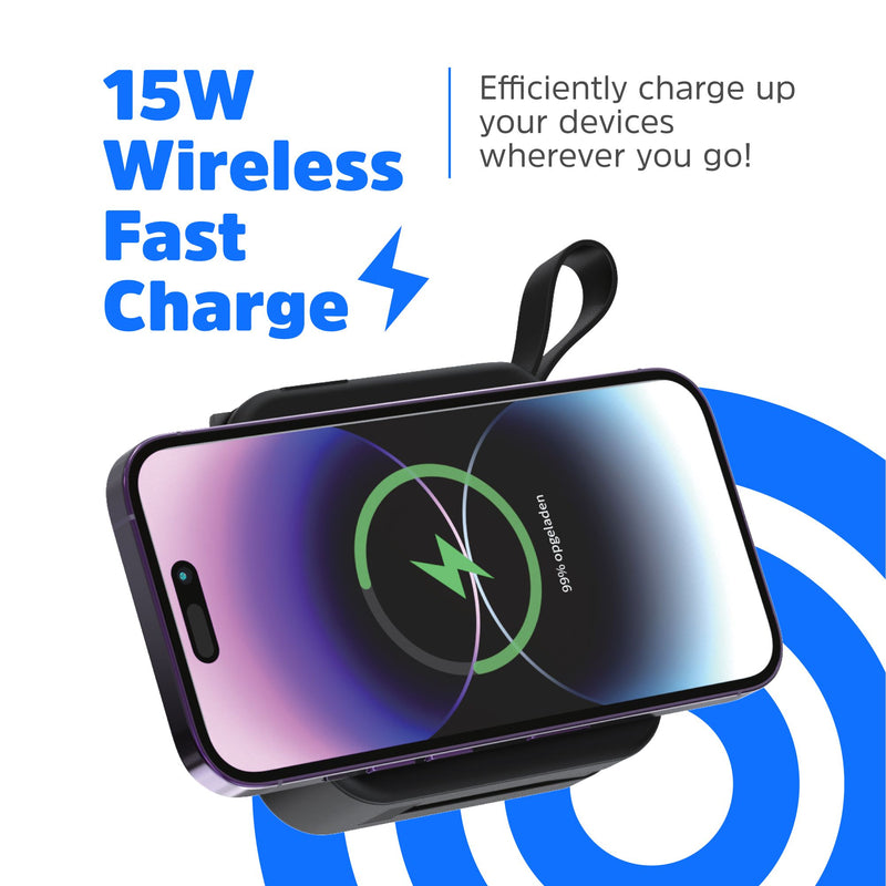 Laden Sie das Bild in Galerie -Viewer, Energizer QM10001AC - 10K magnetische kabellose Powerbank mit 20 W PD, integriertem Netzstecker und 4 Ausgängen