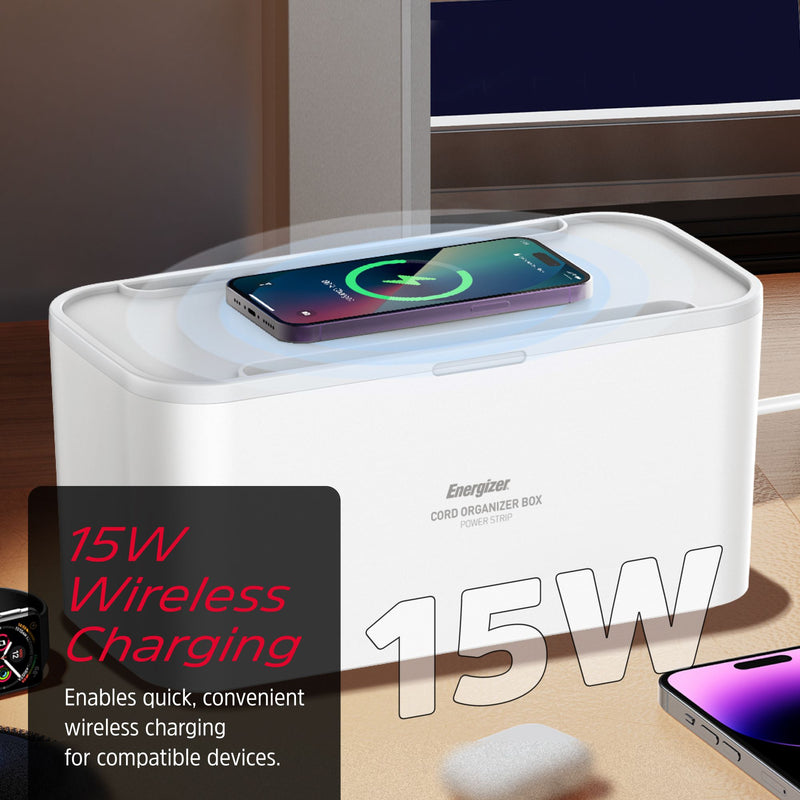 Laden Sie das Bild in Galerie -Viewer, Energizer EPB2500W03EU - 30-W-Steckdosenleiste mit kabellosem Ladegerät und Kabelorganisator