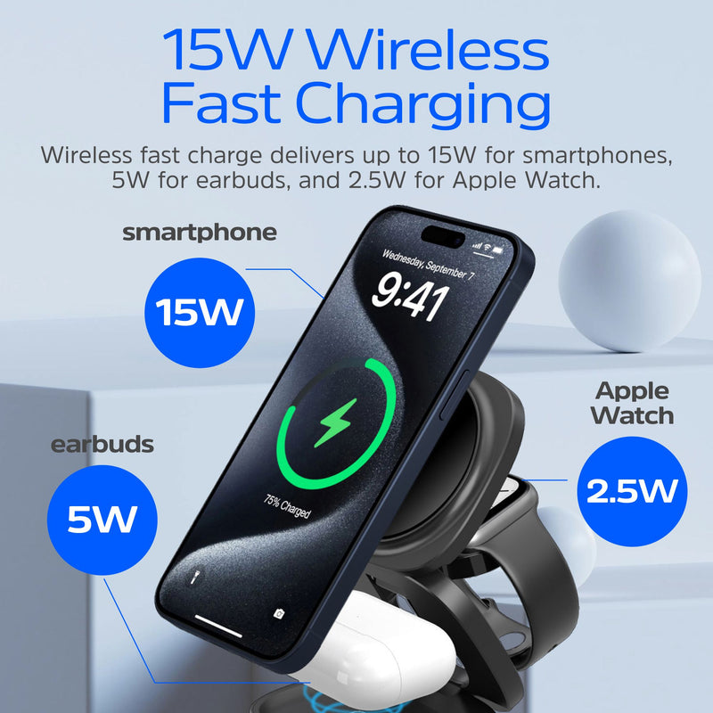 Laden Sie das Bild in Galerie -Viewer, Energizer WCP311 - 3-in-1-Wireless-Ladestation mit 65 W USB-C PD und klappbarem Design