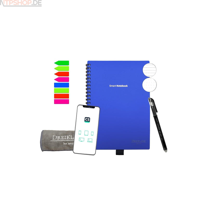 Laden Sie das Bild in Galerie -Viewer, Dreiklang, wiederverwendbares Smartbook DIN A5 blau liniert nachhaltig Block