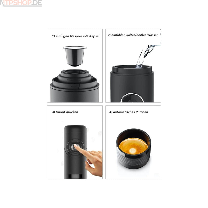 Laden Sie das Bild in Galerie -Viewer, Dreiklang - be smart® tragbare Espressomaschine mit wiederaufladbarem Akku (CP009)