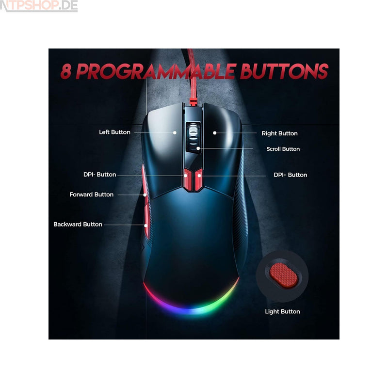 Laden Sie das Bild in Galerie -Viewer, Eksa EM500 Gaming Maus 12400DPI optischer Sensor Computer leicht Ergonomisch