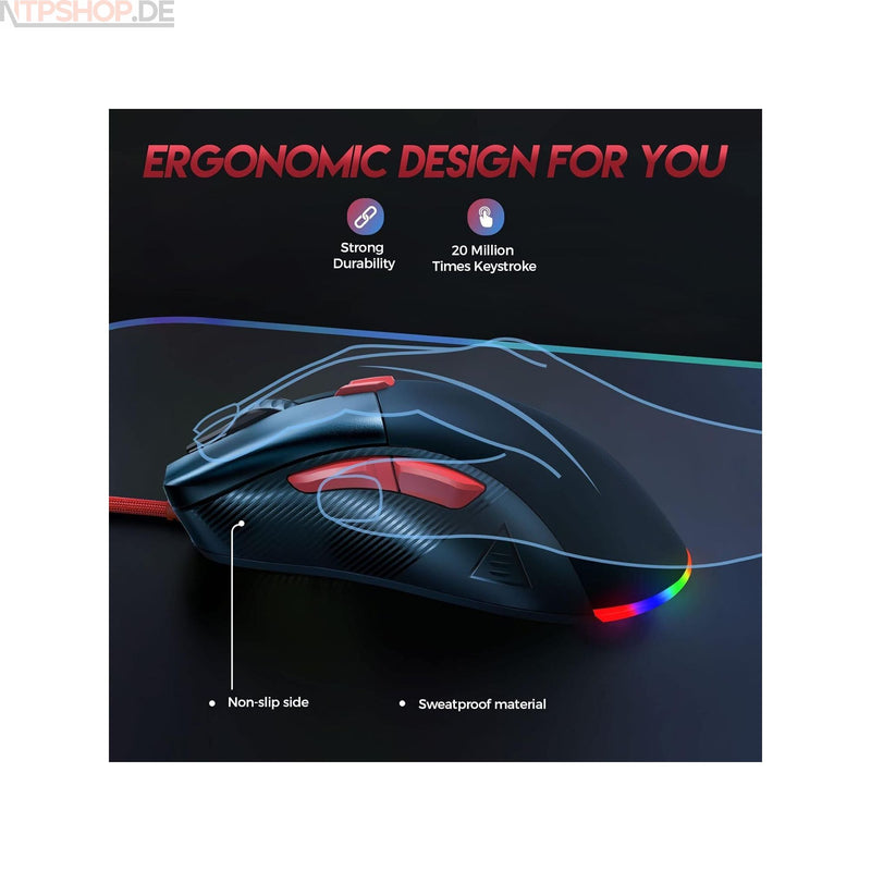 Laden Sie das Bild in Galerie -Viewer, Eksa EM500 Gaming Maus 12400DPI optischer Sensor Computer leicht Ergonomisch