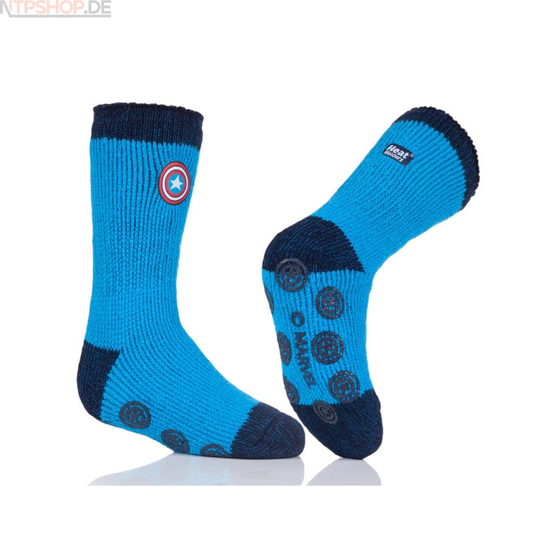 Laden Sie das Bild in Galerie -Viewer, Heat Holders Kinder ABS-Thermosocken Marvel Captain America blau Gr. 27-31