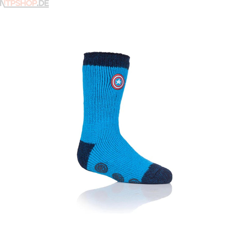 Laden Sie das Bild in Galerie -Viewer, Heat Holders Kinder ABS-Thermosocken Marvel Captain America blau Gr. 27-31