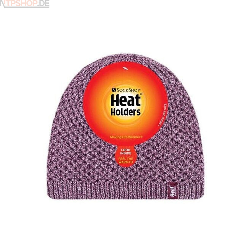 Laden Sie das Bild in Galerie -Viewer, Heat Holders Damen Mütze rosa Winter Warm Strick Beanie mit Fleecefutter Thermo