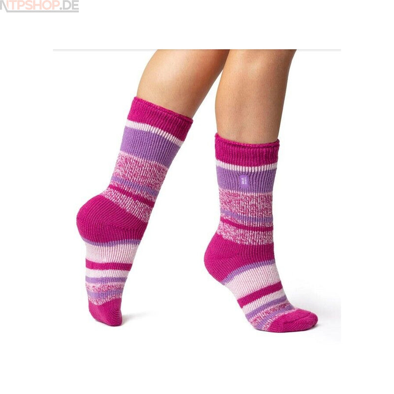 Laden Sie das Bild in Galerie -Viewer, Heat Holders Damen Thermo-Socken Pink Lila gestreift 37-42