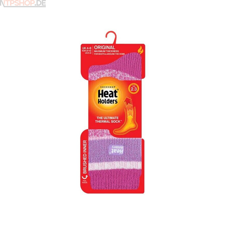 Laden Sie das Bild in Galerie -Viewer, Heat Holders Damen Thermo-Socken Pink Lila gestreift 37-42