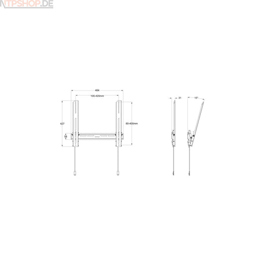 Multibrackets 0988 M Universal Wallmount Tilt Air Medium Black - New-Tech-Products GmbH NTP NTPShop.de www.ntpshop.de www.new-tech-products.de all4living Onlineshop Online Store Gadgets Elektrogeräte