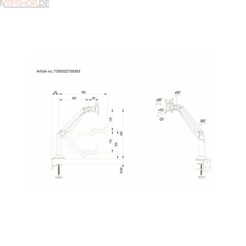 Laden Sie das Bild in Galerie -Viewer, Multibrackets 9383 M VESA Gas Lift Arm Desk or Wall Basic White - New-Tech-Products GmbH NTP NTPShop.de www.ntpshop.de www.new-tech-products.de all4living Onlineshop Online Store Gadgets Elektrogeräte