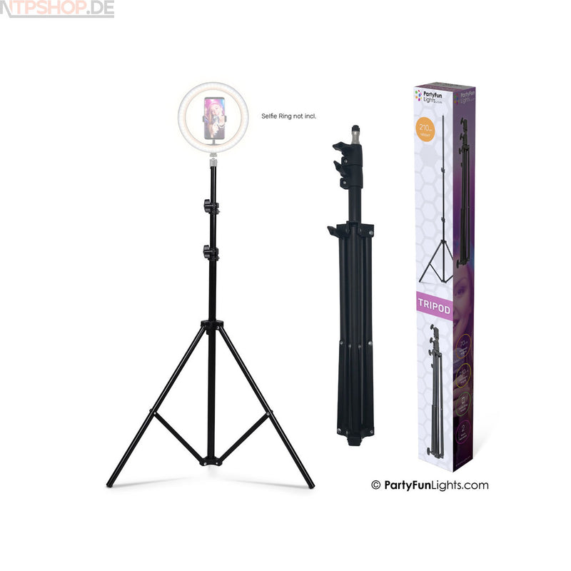 Laden Sie das Bild in Galerie -Viewer, PartyFunLights 86496 Selfie Ring Light Tripod - Max Height 210 cm