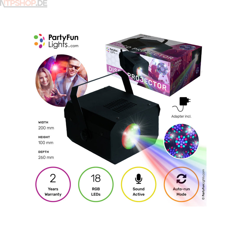 Laden Sie das Bild in Galerie -Viewer, PartyFunLights Moonflower Party Projektor mit 18 RGB-Led´s - New-Tech-Products GmbH NTP NTPShop.de www.ntpshop.de www.new-tech-products.de all4living Onlineshop Online Store Gadgets Elektrogeräte