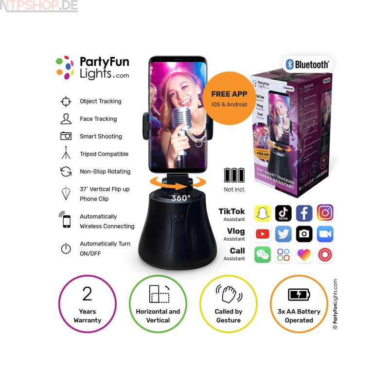 Laden Sie das Bild in Galerie -Viewer, PartyFunLights Smart Tracking Telefonhalterung mit 360° Kamera-Assistent - New-Tech-Products GmbH NTP NTPShop.de www.ntpshop.de www.new-tech-products.de all4living Onlineshop Online Store Gadgets Elektrogeräte