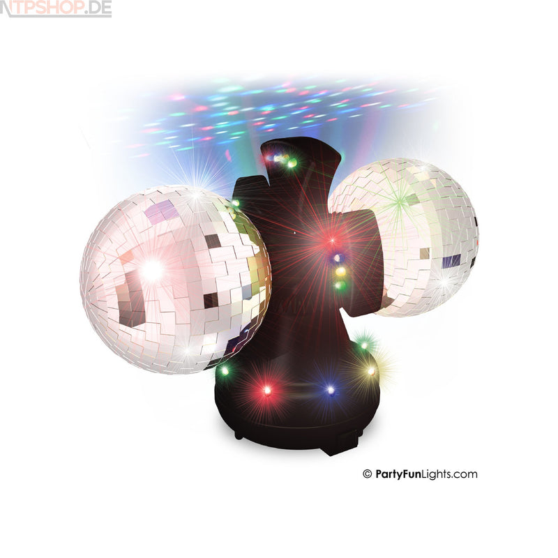 Laden Sie das Bild in Galerie -Viewer, PartyFunLights Disco-Lampe mit 2 rotierenden Spiegelkugeln und farbigem Lichteffekt - New-Tech-Products GmbH NTP NTPShop.de www.ntpshop.de www.new-tech-products.de all4living Onlineshop Online Store Gadgets Elektrogeräte