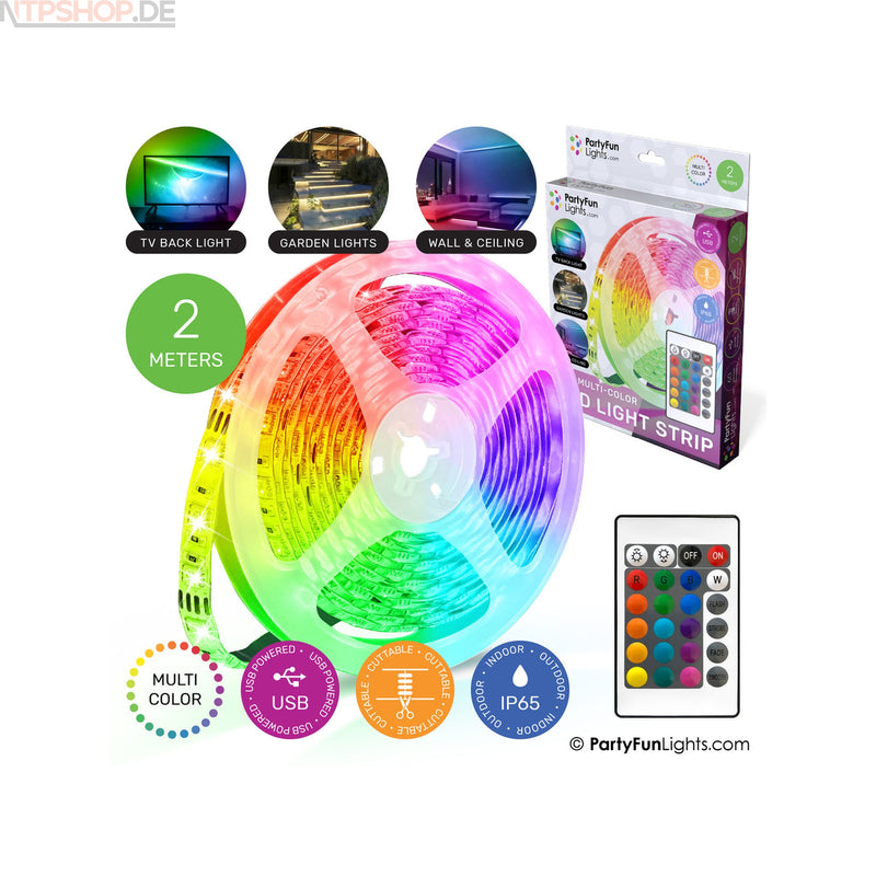 Laden Sie das Bild in Galerie -Viewer, PartyFunLights LED-Streifen mehrfarbig RGB - USB-betrieben - New-Tech-Products GmbH NTP NTPShop.de www.ntpshop.de www.new-tech-products.de all4living Onlineshop Online Store Gadgets Elektrogeräte
