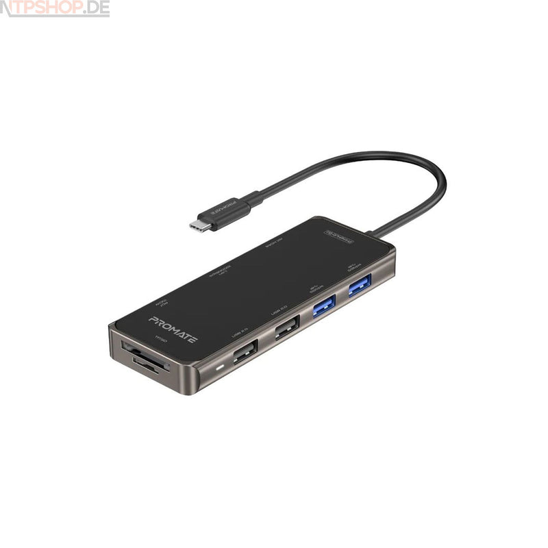 Laden Sie das Bild in Galerie -Viewer, Promate PrimeHub-Go Compact Multiport USB-C Hub mit 100W Power Delivery - New-Tech-Products GmbH NTP NTPShop.de www.ntpshop.de www.new-tech-products.de all4living Onlineshop Online Store Gadgets Elektrogeräte