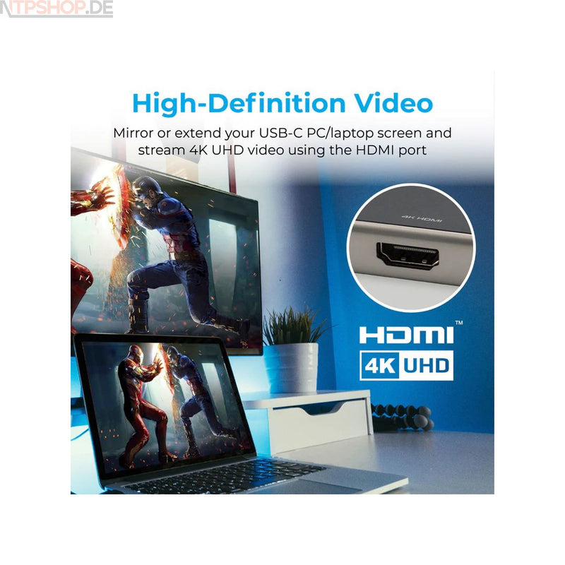 Laden Sie das Bild in Galerie -Viewer, Promate PrimeHub-Go Compact Multiport USB-C Hub mit 100W Power Delivery - New-Tech-Products GmbH NTP NTPShop.de www.ntpshop.de www.new-tech-products.de all4living Onlineshop Online Store Gadgets Elektrogeräte