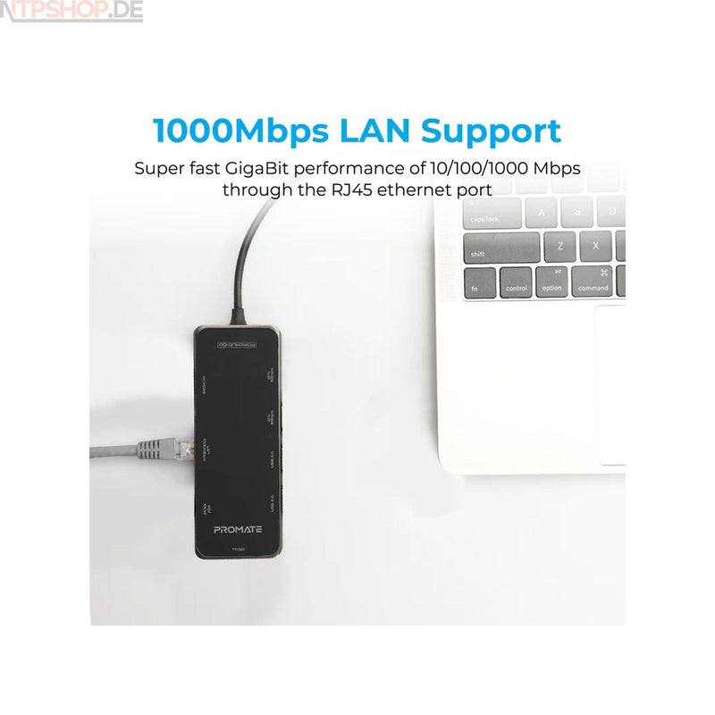 Laden Sie das Bild in Galerie -Viewer, Promate PrimeHub-Go Compact Multiport USB-C Hub mit 100W Power Delivery - New-Tech-Products GmbH NTP NTPShop.de www.ntpshop.de www.new-tech-products.de all4living Onlineshop Online Store Gadgets Elektrogeräte