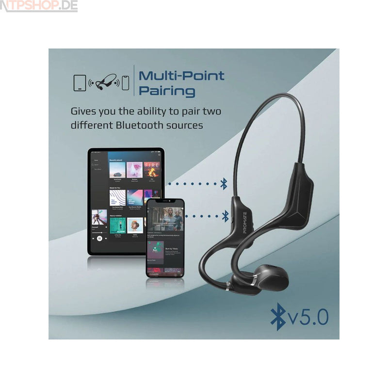 Laden Sie das Bild in Galerie -Viewer, Promate Ripple Black Endurance Wireless Headphone - New-Tech-Products GmbH NTP NTPShop.de www.ntpshop.de www.new-tech-products.de all4living Onlineshop Online Store Gadgets Elektrogeräte
