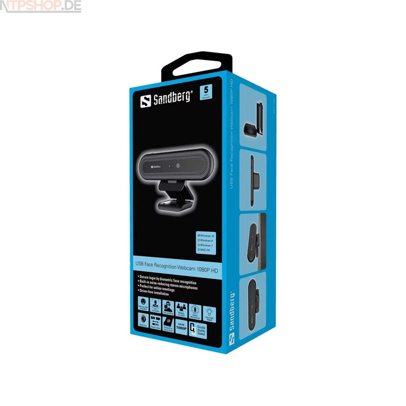 Laden Sie das Bild in Galerie -Viewer, Sandberg 133-99 USB Face Recognition Full HD-Webcam - New-Tech-Products GmbH NTP NTPShop.de www.ntpshop.de www.new-tech-products.de all4living Onlineshop Online Store Gadgets Elektrogeräte