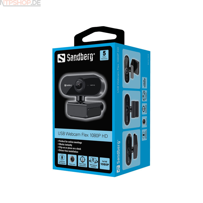 Laden Sie das Bild in Galerie -Viewer, Sandberg 133-97 USB Webcam Flex 1080P HD Full HD Auflösung B-Ware (R1K3)