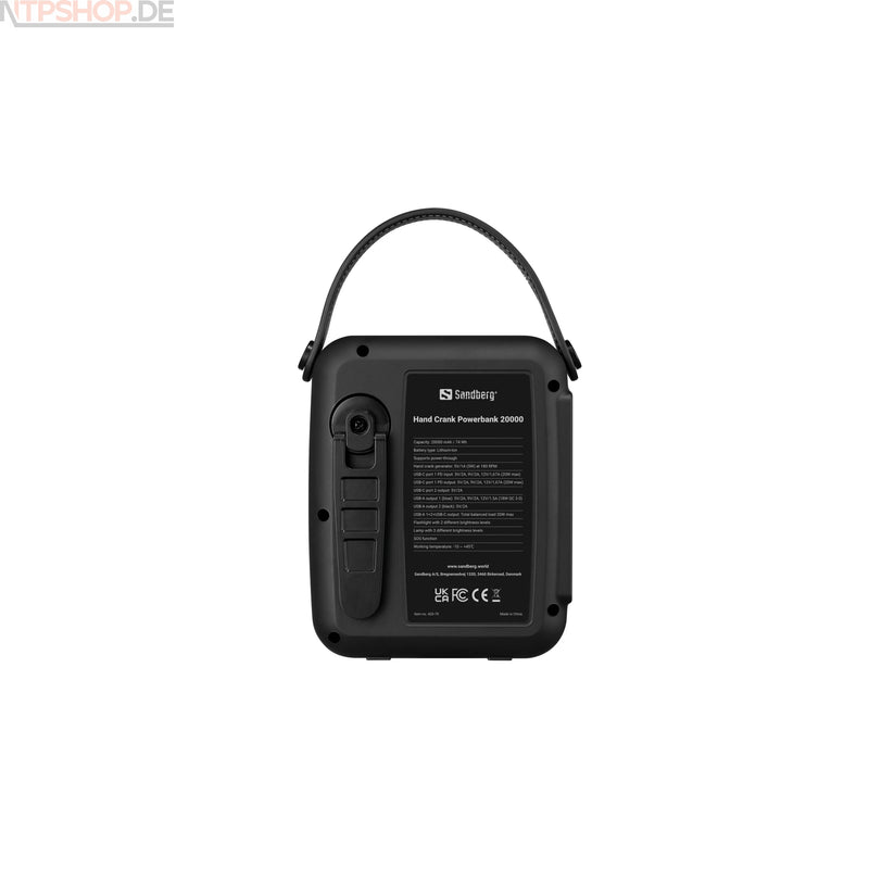 Laden Sie das Bild in Galerie -Viewer, Sandberg 420-79 Hand-Crank-Powerbank 20000 Notfall-Handkurbelgenerator - New-Tech-Products GmbH NTP NTPShop.de www.ntpshop.de www.new-tech-products.de all4living Onlineshop Online Store Gadgets Elektrogeräte