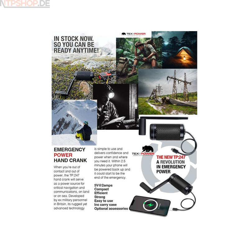 Laden Sie das Bild in Galerie -Viewer, TexPower TP:247 Notfall Power Hand-Kurbel zur Stromerzeugung