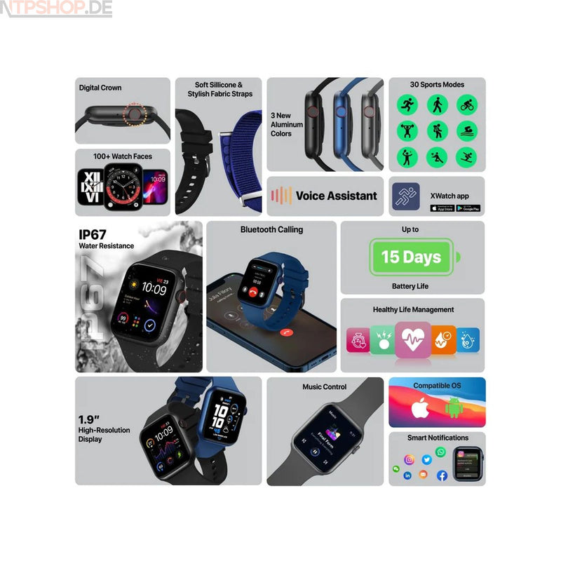 Laden Sie das Bild in Galerie -Viewer, Promate XWatch-B19 Smartwatch - New-Tech-Products GmbH NTP NTPShop.de www.ntpshop.de www.new-tech-products.de all4living Onlineshop Online Store Gadgets Elektrogeräte