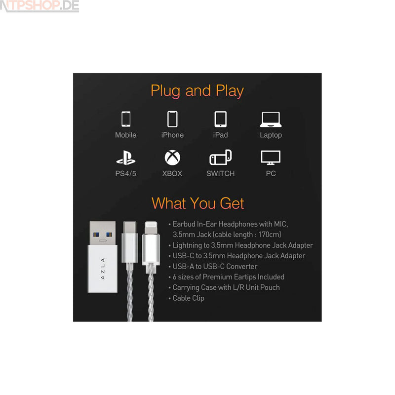 Laden Sie das Bild in Galerie -Viewer, AZLA Premium Gaming In-Ear Kopfhörer - New-Tech-Products GmbH NTP NTPShop.de www.ntpshop.de www.new-tech-products.de all4living Onlineshop Online Store Gadgets Elektrogeräte