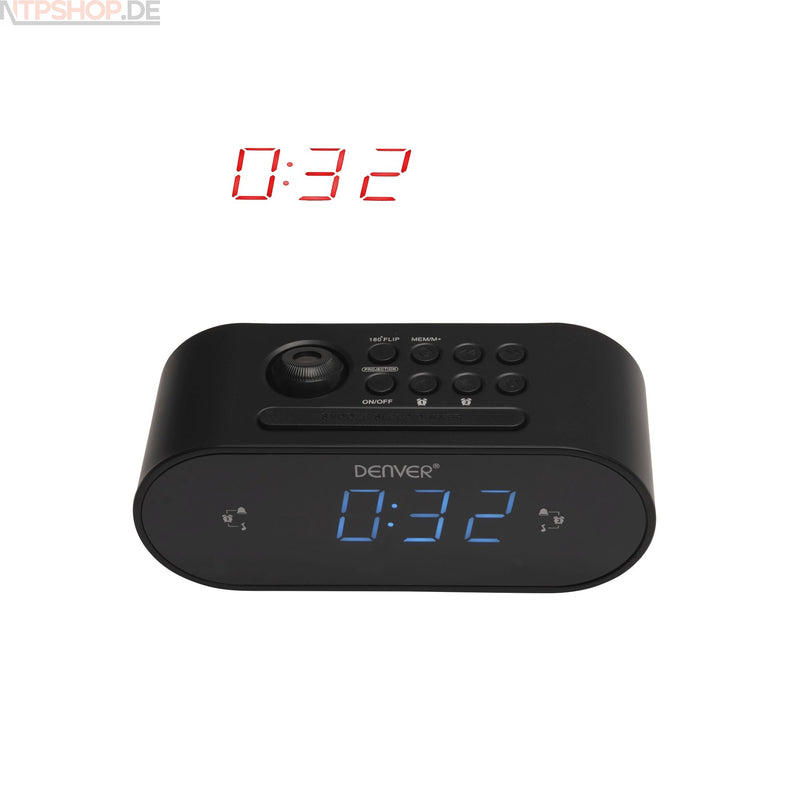 Laden Sie das Bild in Galerie -Viewer, Denver CRP-717 Radiowecker mit 180°-Projektion und dualer Weckfunktion schwarz - New-Tech-Products GmbH NTP NTPShop.de www.ntpshop.de www.new-tech-products.de all4living Onlineshop Online Store Gadgets Elektrogeräte