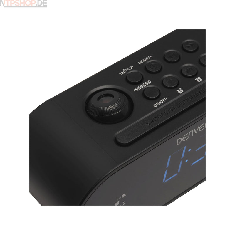 Laden Sie das Bild in Galerie -Viewer, Denver CRP-717 Radiowecker mit 180°-Projektion und dualer Weckfunktion schwarz - New-Tech-Products GmbH NTP NTPShop.de www.ntpshop.de www.new-tech-products.de all4living Onlineshop Online Store Gadgets Elektrogeräte