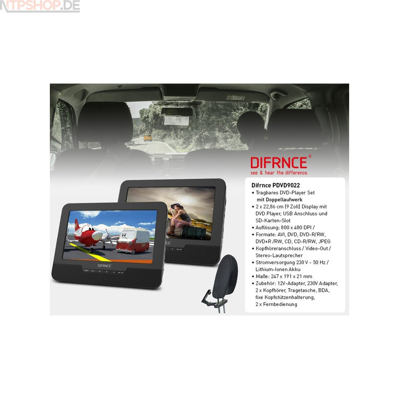 Laden Sie das Bild in Galerie -Viewer, Difrnce PDVD9022 Tragbares DVD-Player Set mit zwei getrennten Laufwerken - New-Tech-Products GmbH NTP NTPShop.de www.ntpshop.de www.new-tech-products.de all4living Onlineshop Online Store Gadgets Elektrogeräte