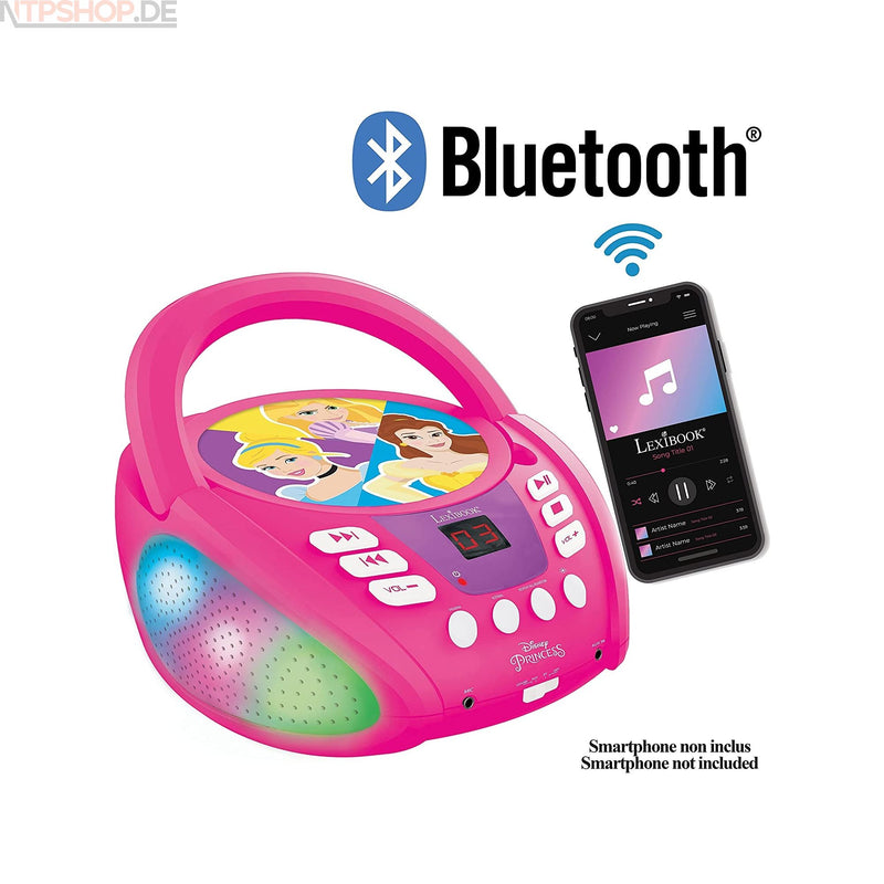 Laden Sie das Bild in Galerie -Viewer, Lexibook RCD109DP Disnyey Princess Bluetooth CD-Player mit LED Beleuchtung - New-Tech-Products GmbH NTP NTPShop.de www.ntpshop.de www.new-tech-products.de all4living Onlineshop Online Store Gadgets Elektrogeräte