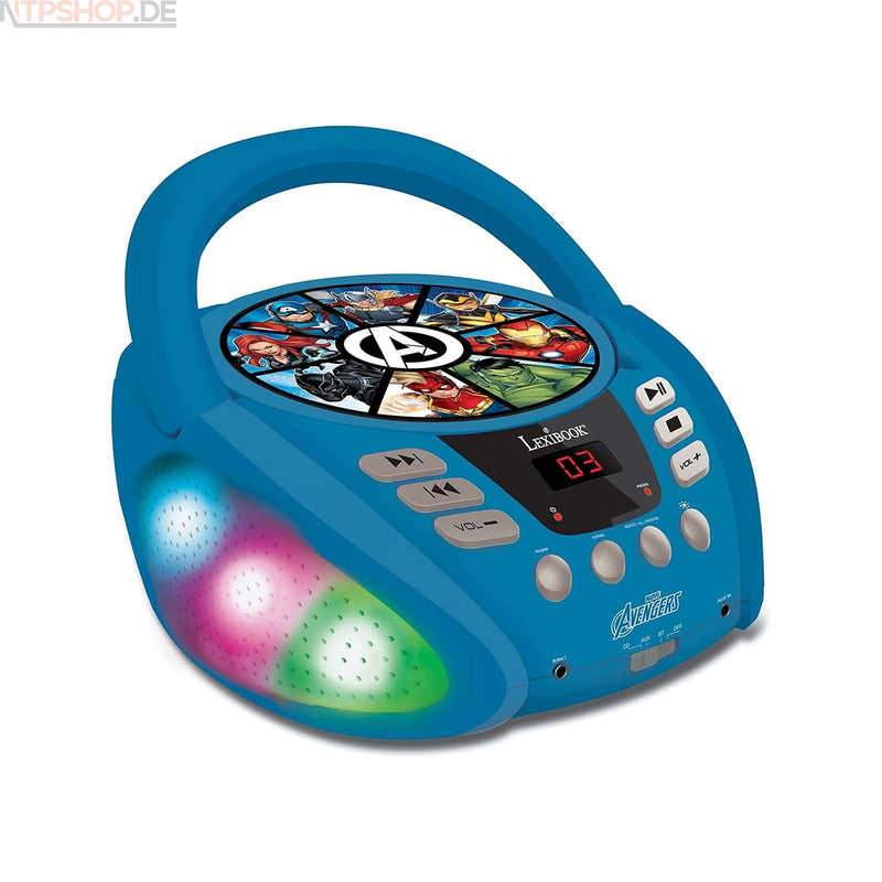 Laden Sie das Bild in Galerie -Viewer, Lexibook RCD109AV Avengers Bluetooth CD-Player mit LED Beleuchtung - New-Tech-Products GmbH NTP NTPShop.de www.ntpshop.de www.new-tech-products.de all4living Onlineshop Online Store Gadgets Elektrogeräte