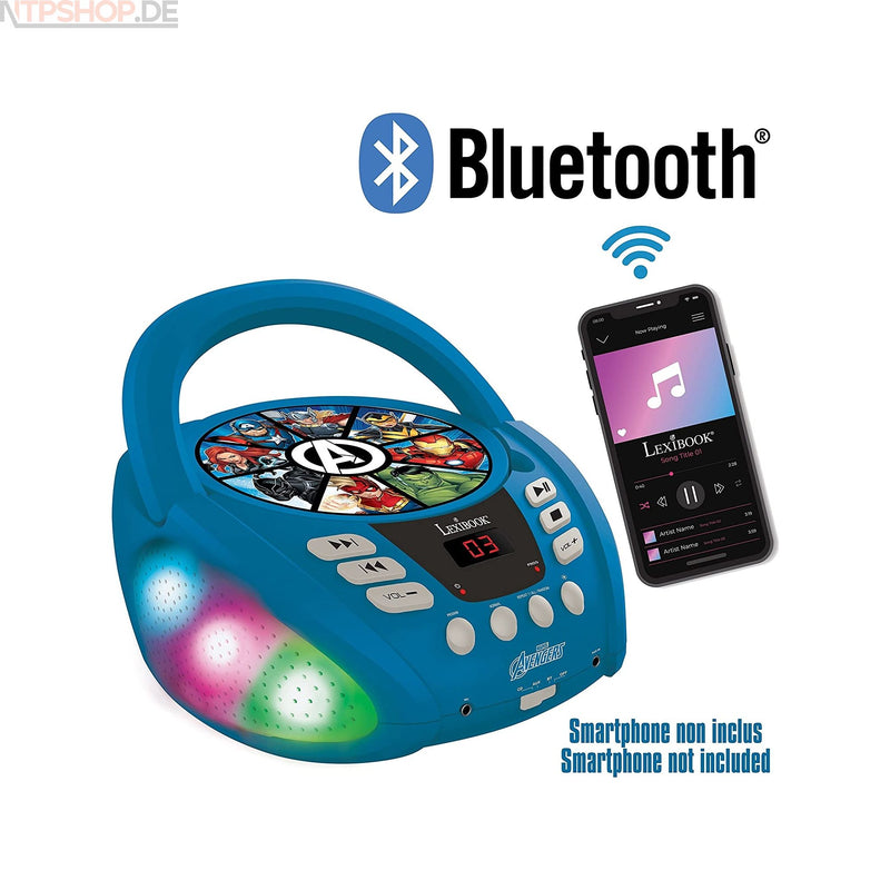 Laden Sie das Bild in Galerie -Viewer, Lexibook RCD109AV Avengers Bluetooth CD-Player mit LED Beleuchtung - New-Tech-Products GmbH NTP NTPShop.de www.ntpshop.de www.new-tech-products.de all4living Onlineshop Online Store Gadgets Elektrogeräte