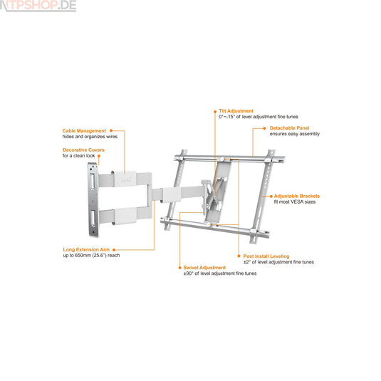 Mutlibrackets 0150 M Vesa Flexarm Thin White Large Extra dünne Wandhalterung - New-Tech-Products GmbH NTP NTPShop.de www.ntpshop.de www.new-tech-products.de all4living Onlineshop Online Store Gadgets Elektrogeräte