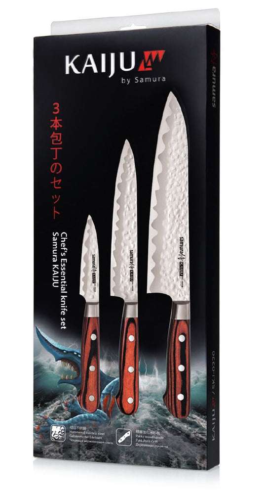 SAMURA - KAIJU Set mit 3 Küchenmessern: Schälmesser, Allzweckmesser, Kochmesser - SKJ-0220B