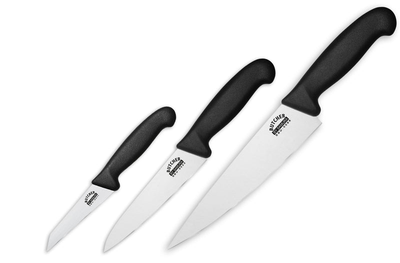 Laden Sie das Bild in Galerie -Viewer, SAMURA  - BUTCHER 3-teiliges Küchenmesser-Set: Schälmesser, Allzweckmesser, Kochmesser - SBU-0220
