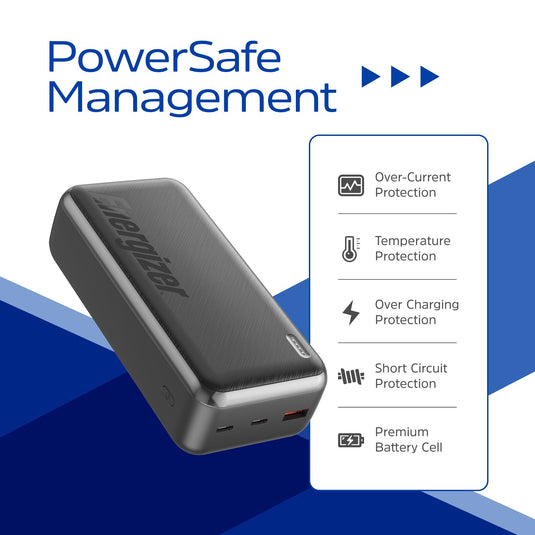 Energizer UE30055PQ - 30.000 mAh, 22,5 W Schnellladefunktion, Powerbank mit extrem hoher Kapazität