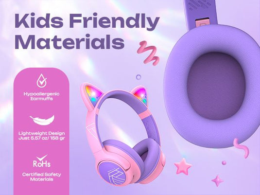 PowerLocus Bluetooth Overear Kopfhörer Bobo Cat Ears für Kinder