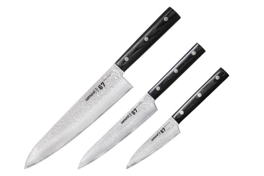 SAMURA - DAMASCUS 67 Set mit 3 Küchenmessern - SD67-0220M