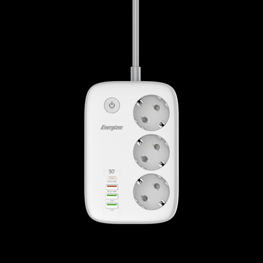 Energizer EPB2500W02EU - WiFi-gesteuerte Steckdosenleiste mit 30 W PD und Überspannungsschutz