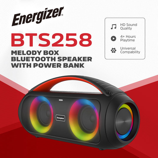 Energizer BTS258 - Leistungsstarker 20-W-Bluetooth-Lautsprecher mit zwei 3-Zoll-Treibern, TWS- und Mikrofonunterstützung